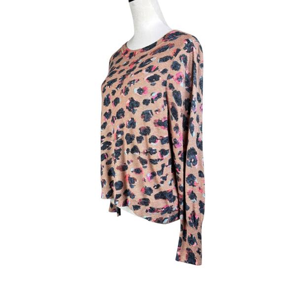 Nic + Zoe Multicolor Cheetah Animal Print Thin Knit Long Sleeve Pullover Sweater - Picture 3 of 13